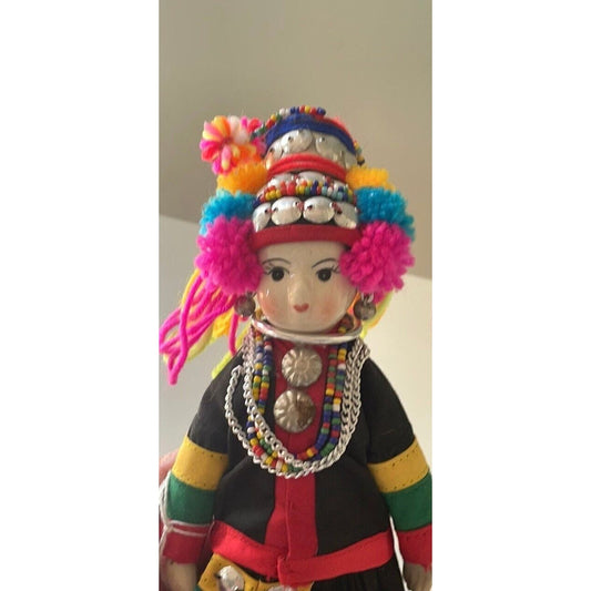 Stunning vintage Thai Hmong porcelain doll in traditional clothing - collectible doll figurine - made in Thailand