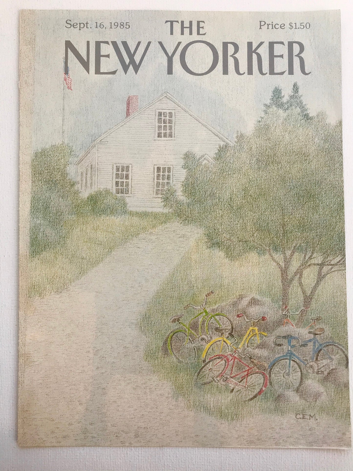 The NEW YORKER Magazine cover - September 16, 1985 - rare original cover - bicycles