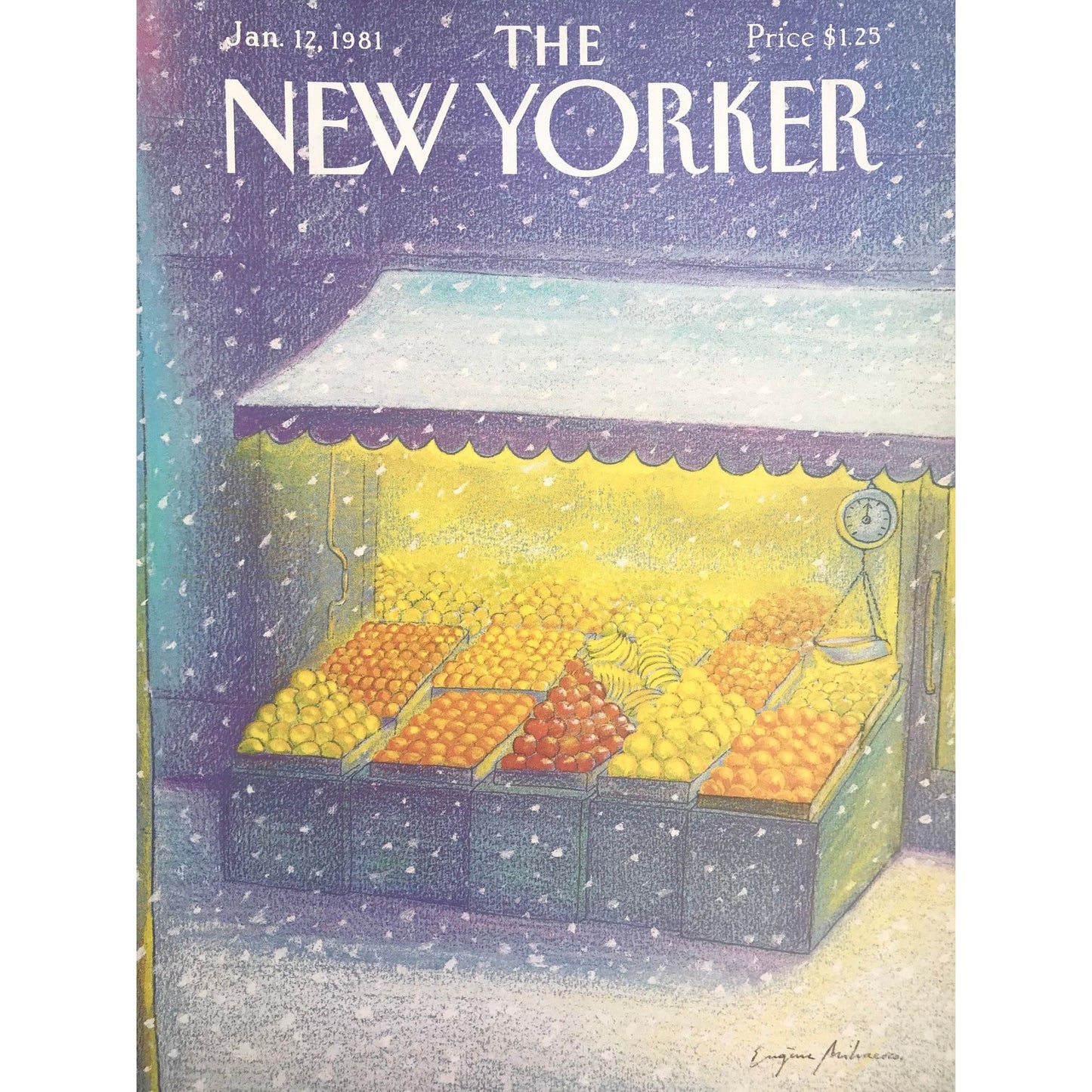 NEW YORKER Magazine original cover -  vintage - January 12, 1981 - fruit stand