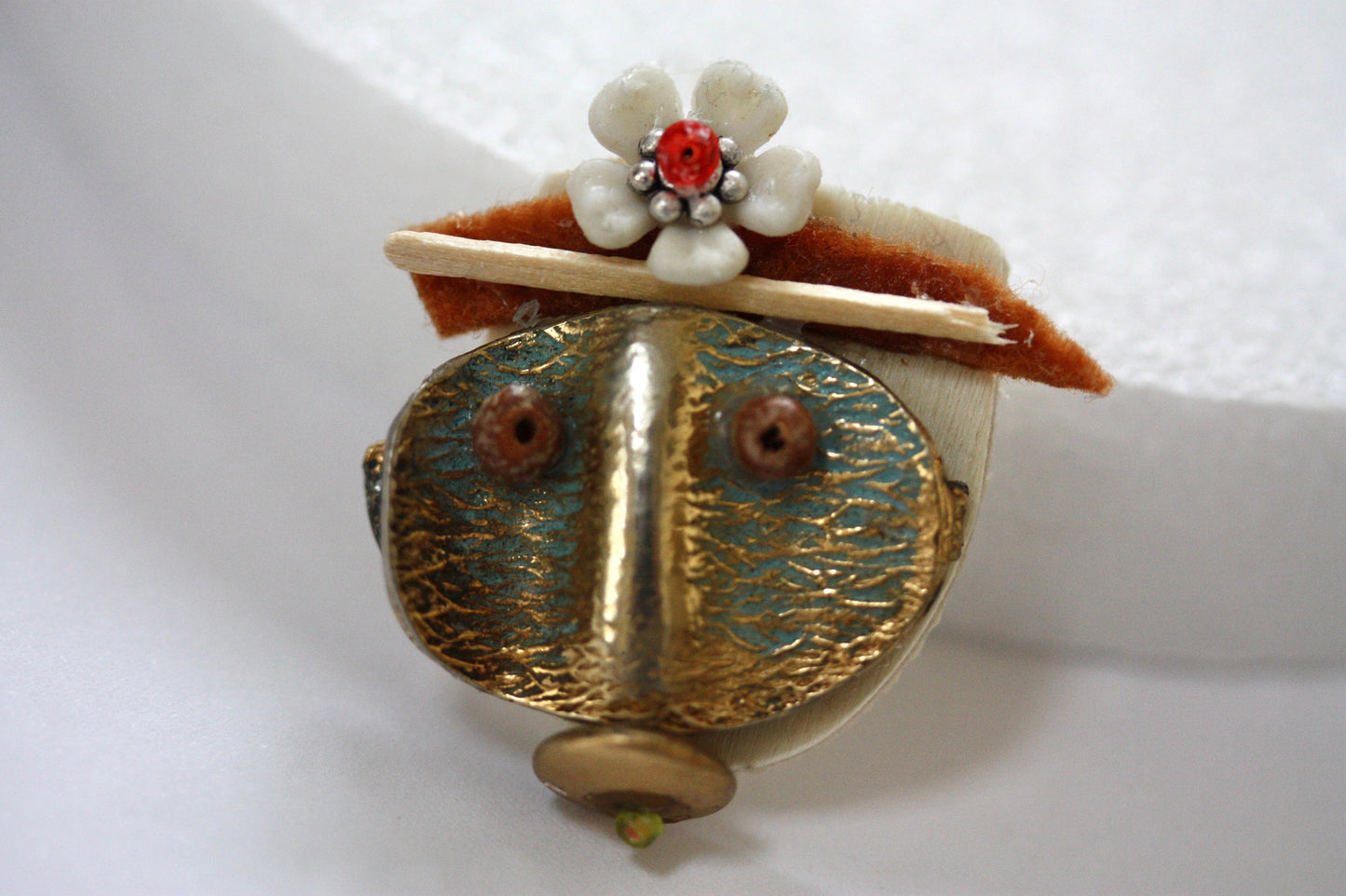 Handmade, one-of-a-kind assemblage art - refrigerator magnet