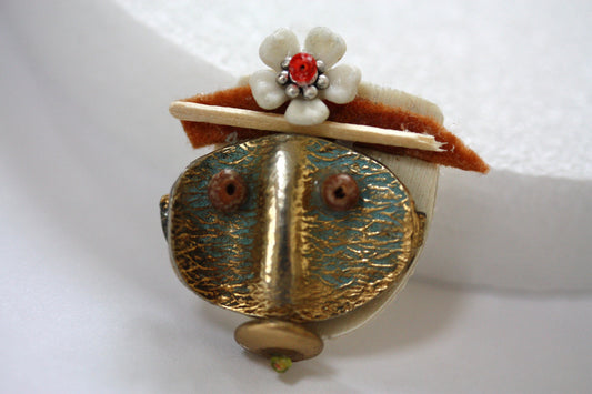Handmade, one-of-a-kind assemblage art - refrigerator magnet