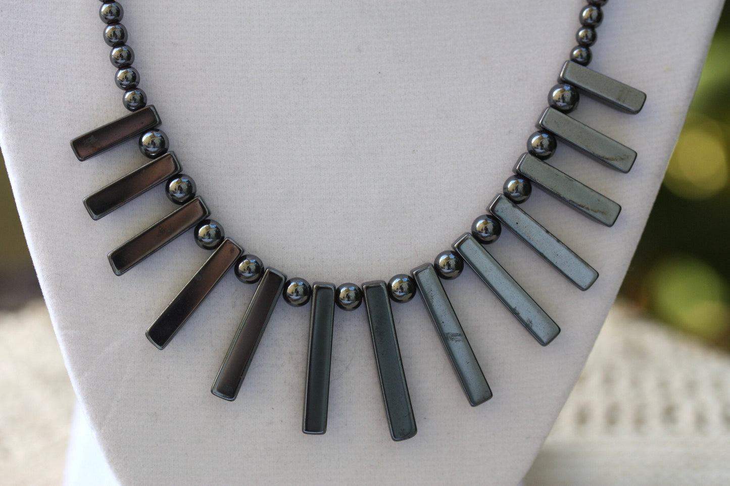 Stunning black vintage hematite necklace