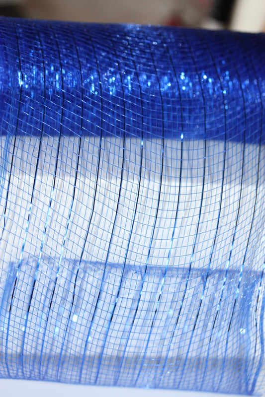 Stunning blue striped glittered tulle - for gift box wrap, bows, decorating, wreath making or other crafts