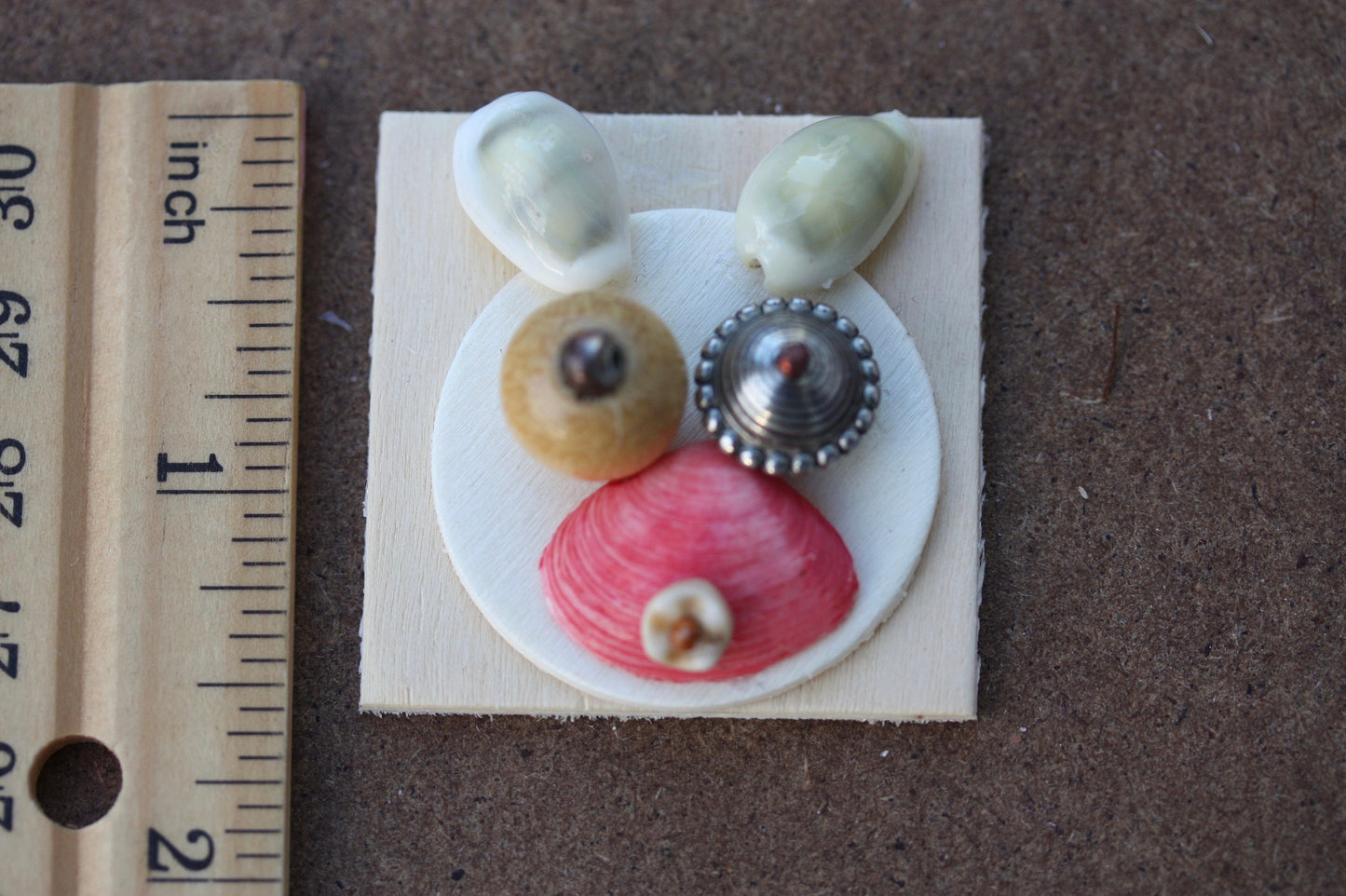 Meet "Hunny Bunny" - Assemblage art / mixed media collage - magnet, lapel pin or necklace pendant