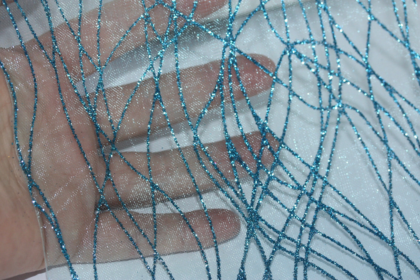 Stunning turquoise glittered tulle - for gift box wrap, bows, decorating, wreath making or other crafts