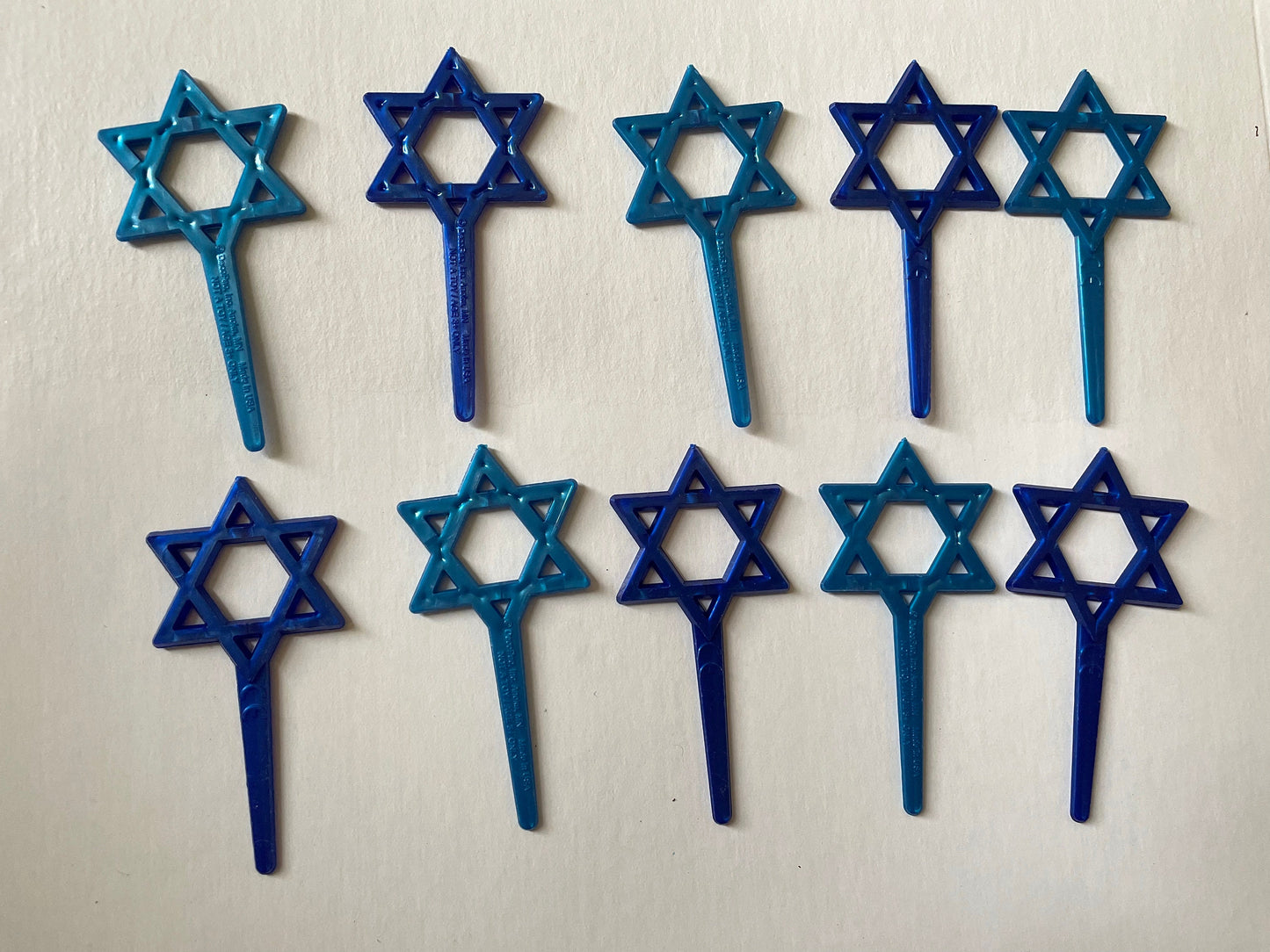 Jewish star cake toppers - light blue and dark blue