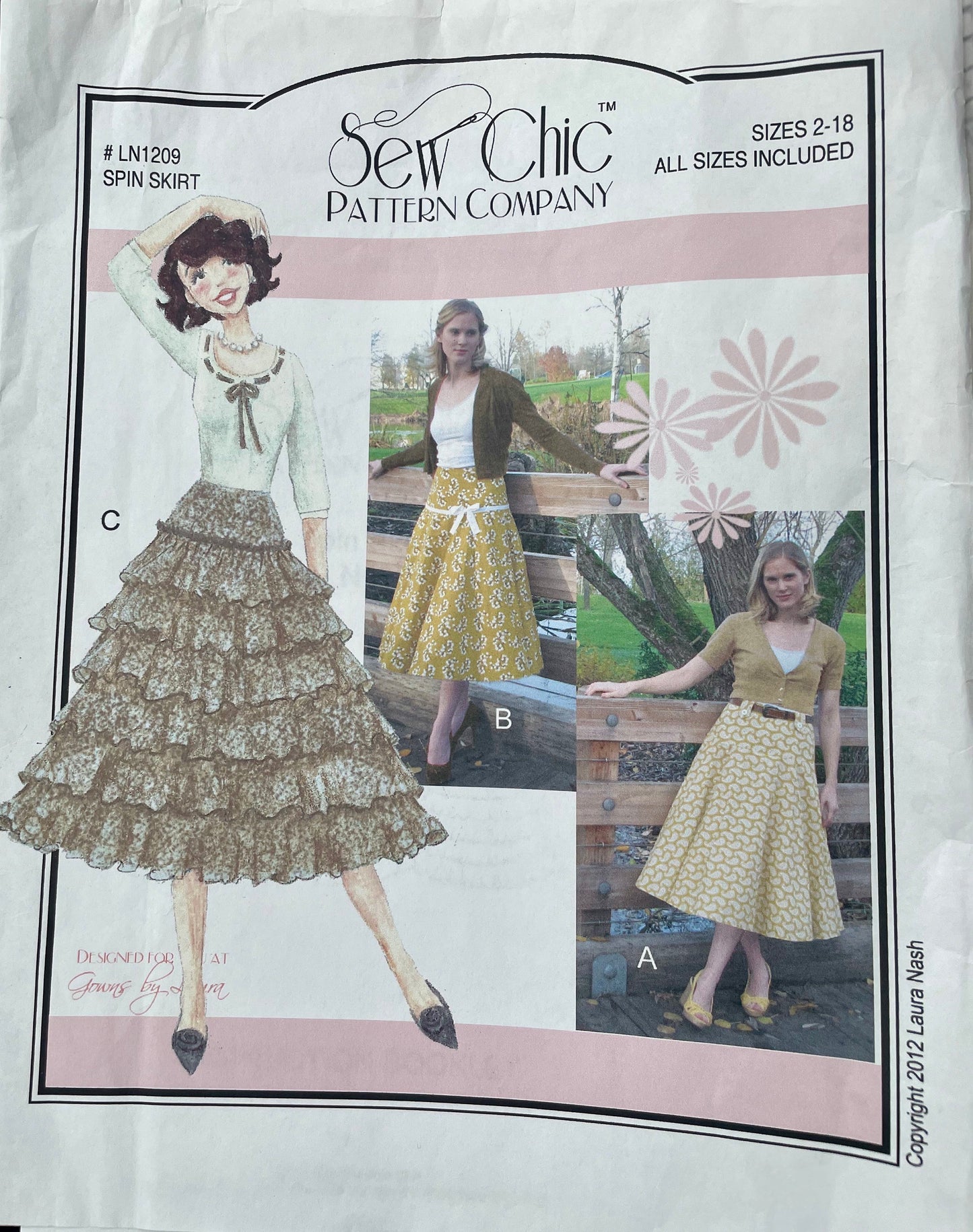 UNCUT Sewing Pattern - Sew Chic Pattern LN 1209 Flared Spin Skirt ~ Sizes 2 - 18