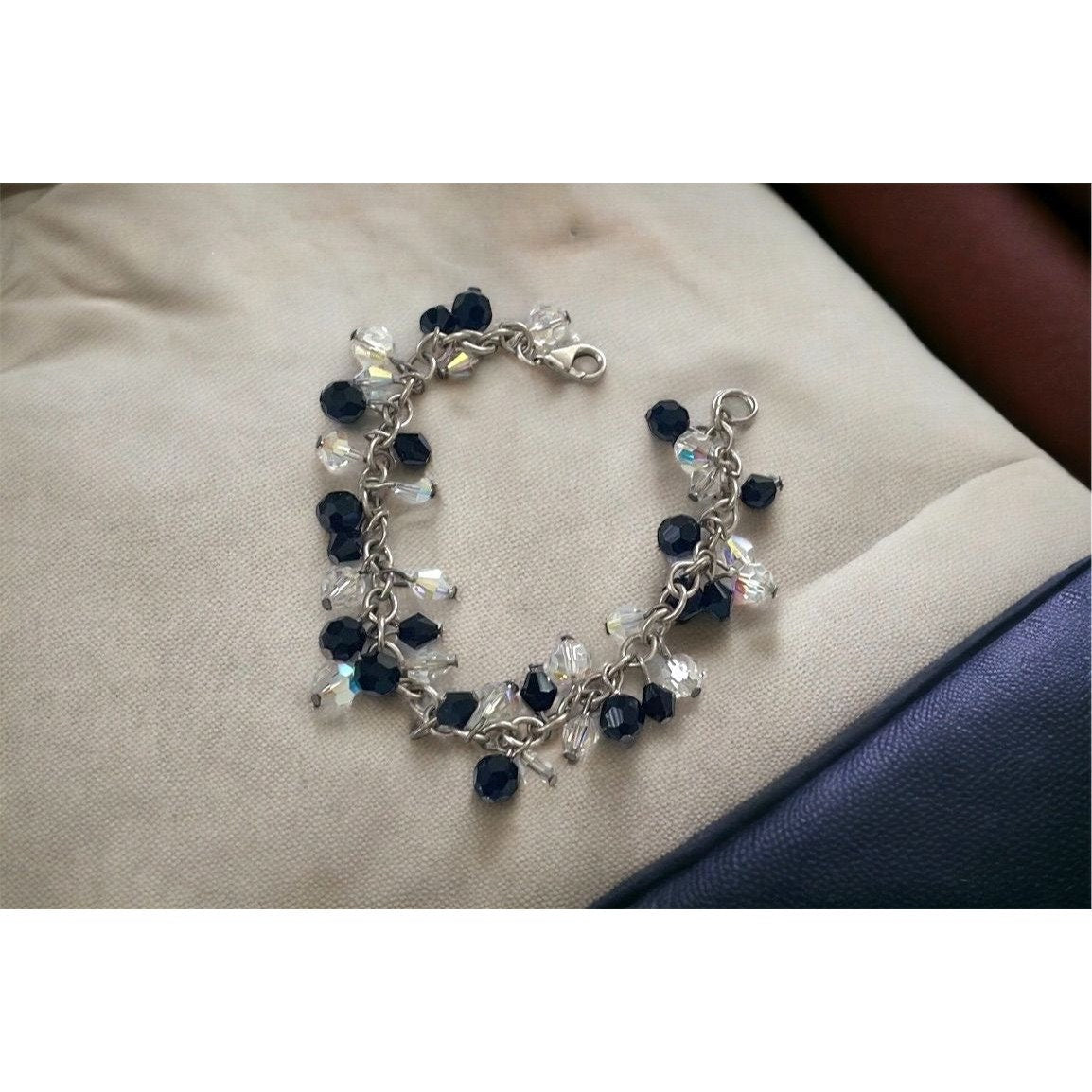 Black and crystal stunning vintage dangle bracelet