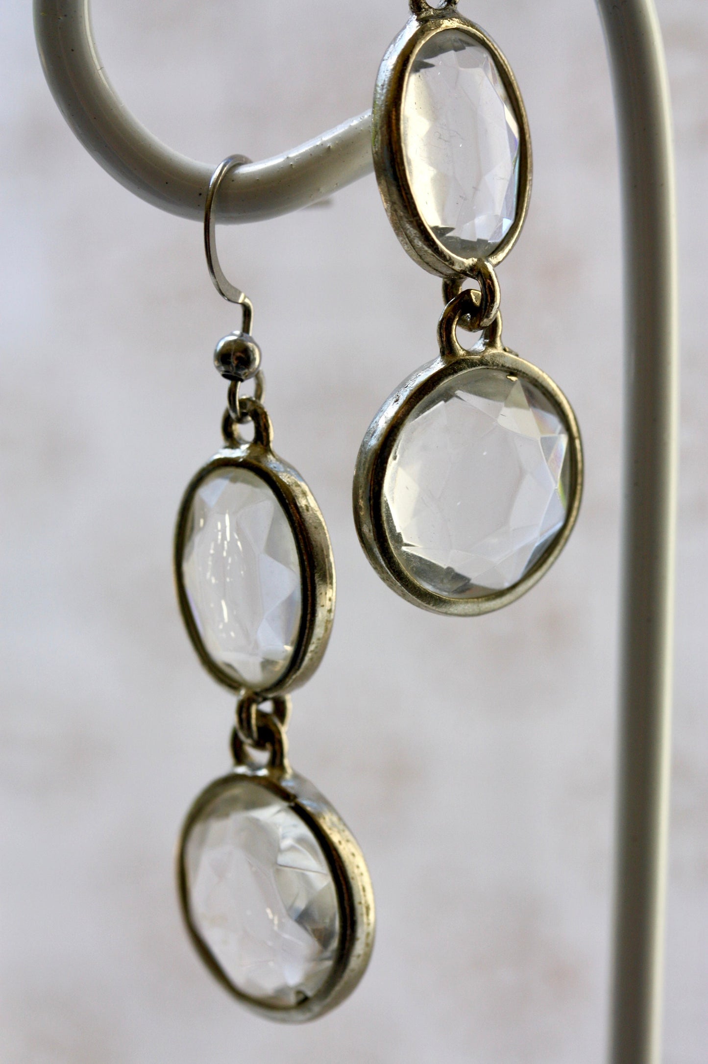 Handmade earrings with upcycled high quality vintage glass cut crystal