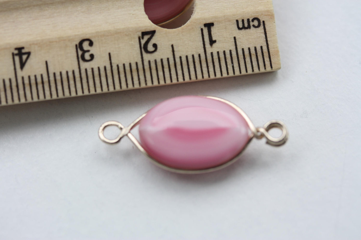 Unique pink and white swirled art glass beads - with wires