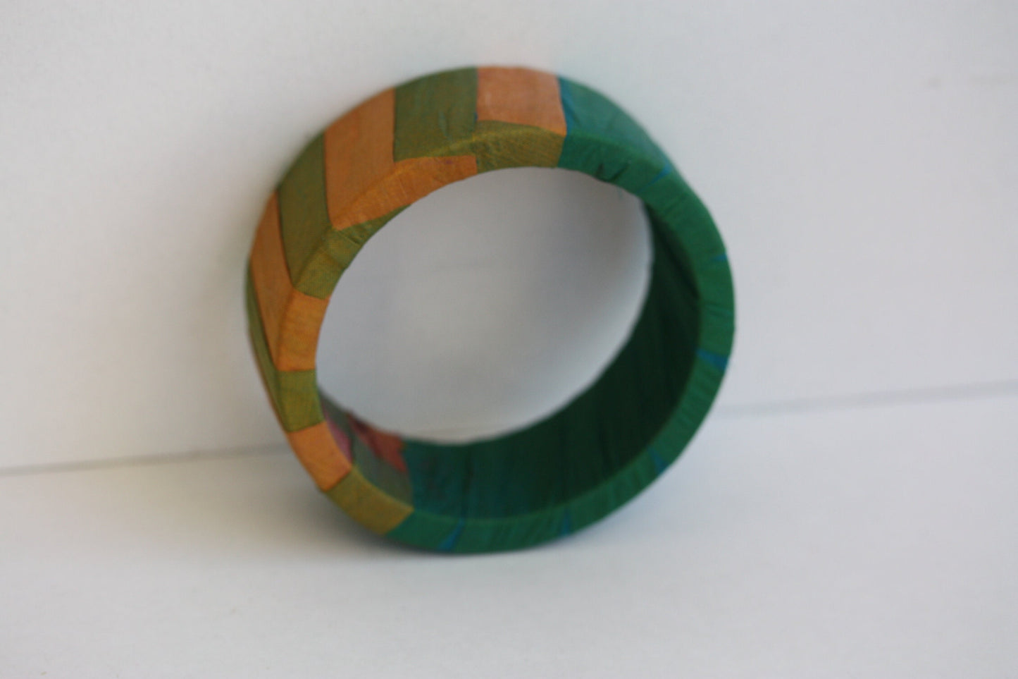 Stunning vintage fabric covered bangle bracelet