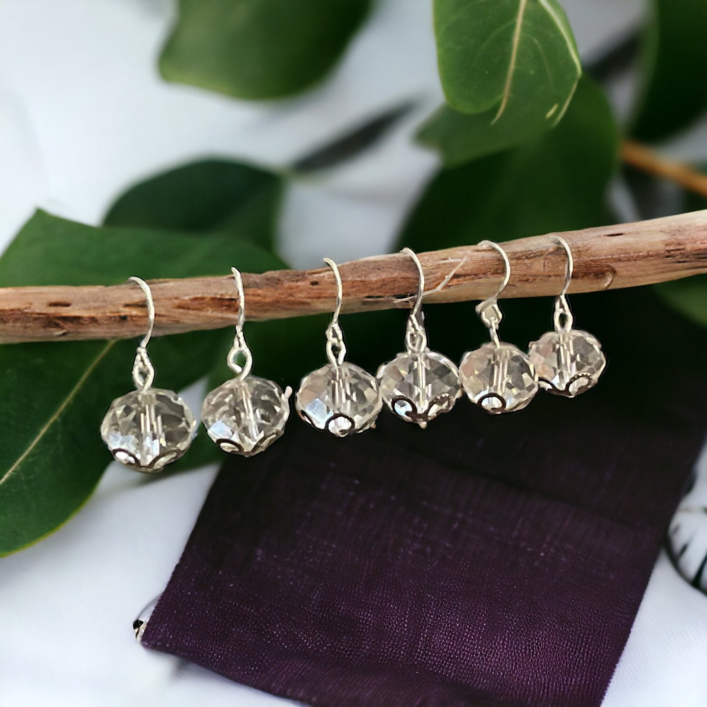 Clear crystal faceted drop dangle earrings - approx. 1"