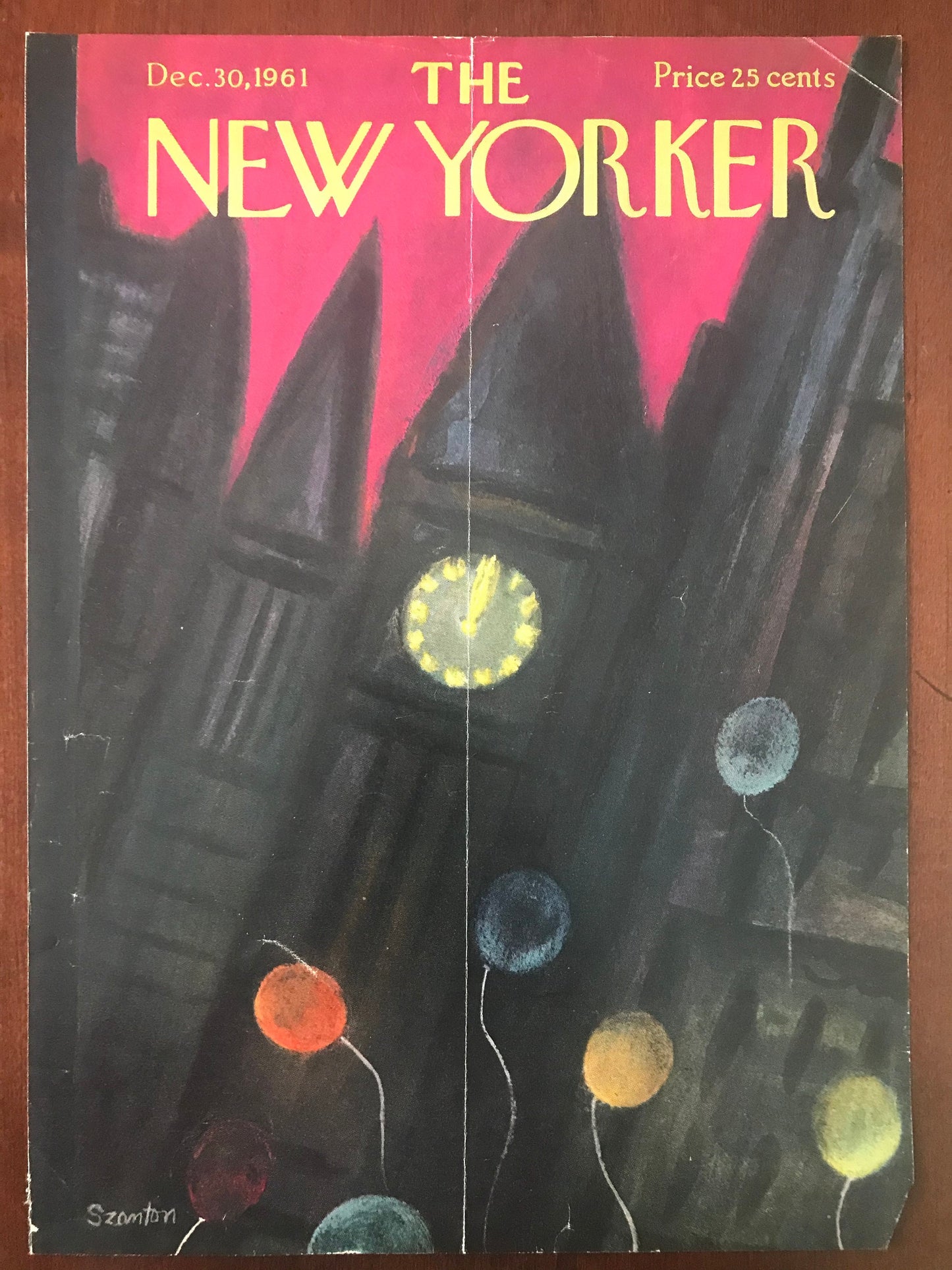 Rare - December 30, 1961 - The NEW YORKER Magazine original cover - New Year's Eve - please read description