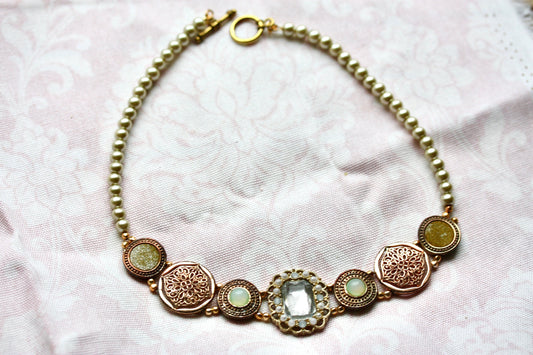 Mixed medium necklace - made with vintage and new elements