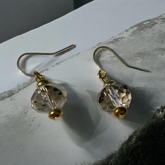 Minimalist clear crystal faceted drop dangle earrings