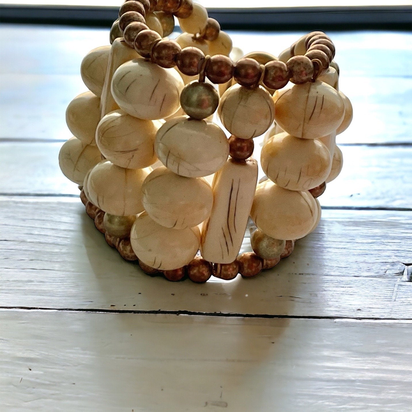 Stunning unique beaded vintage clamper bracelet