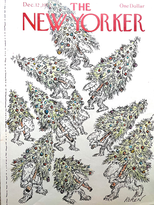 December 12, 1977 - The NEW YORKER Magazine original cover - Edward Koren, Christmas trees