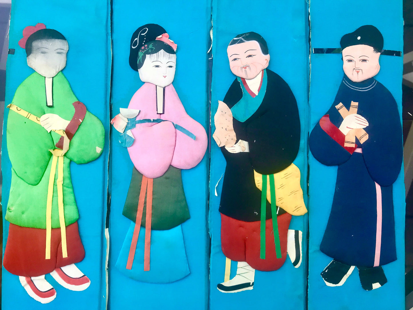 Your choice of unique colorful satin Asian panels - 11" long x 3" wide.