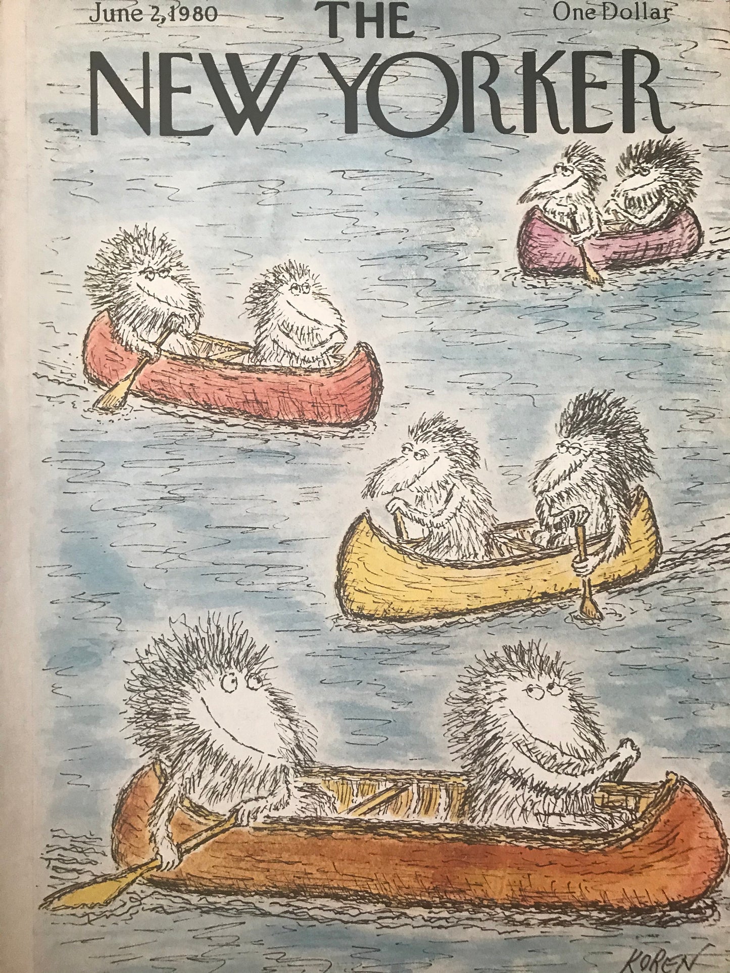 June 2, 1980 - The NEW YORKER Magazine original cover - rowing, boats
