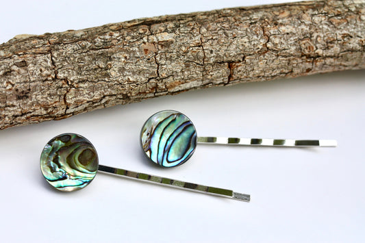 Stunning abalone shell hair pins