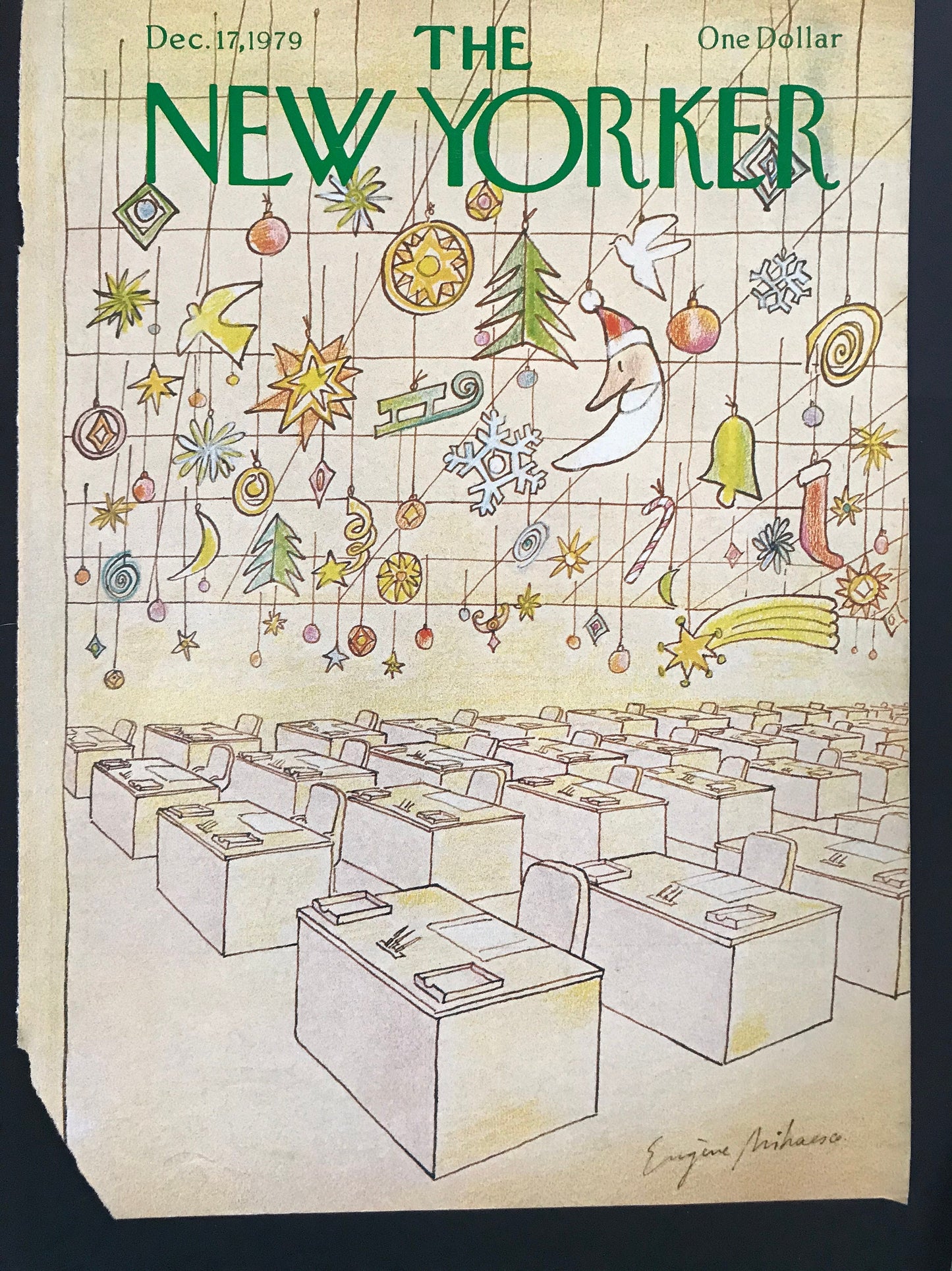 NEW YORKER Magazine cover - December 17, 1979 - office Christmas