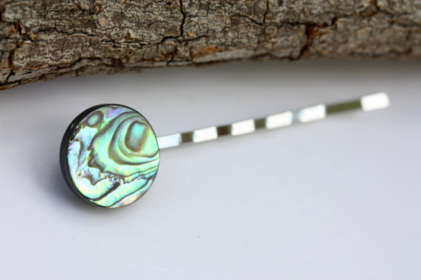 Stunning abalone shell hair pins