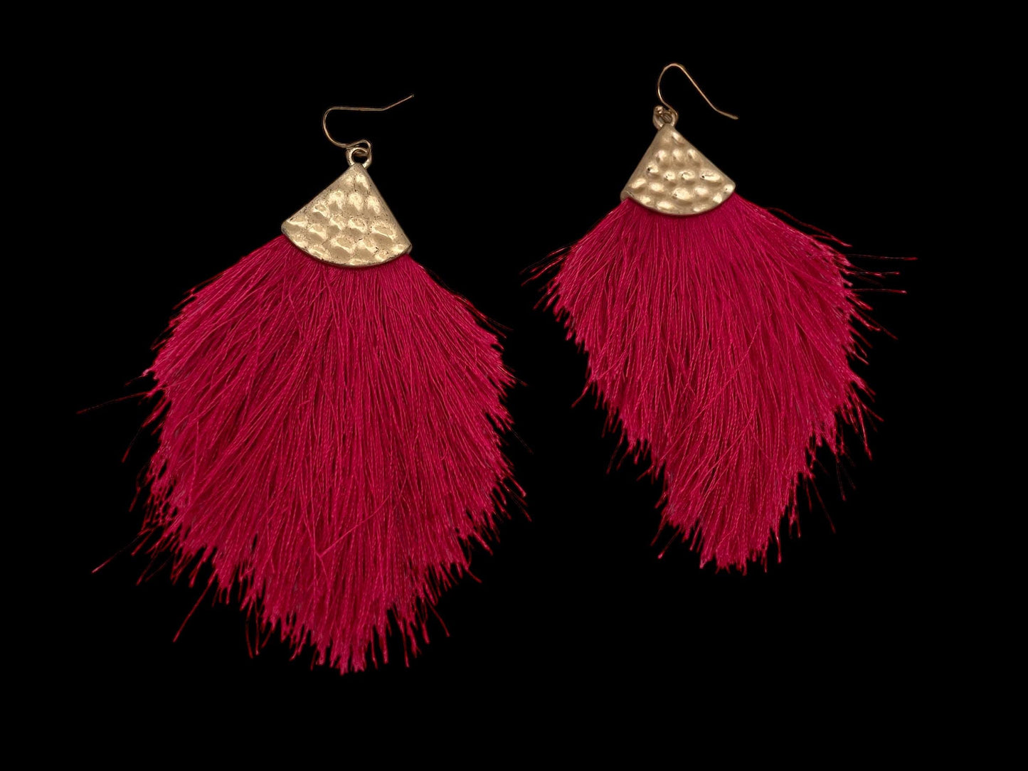 Stunning vintage pink and gold tassel dangle earrings