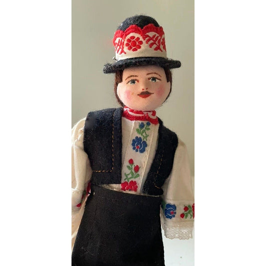 All hand sewn, hand painted, hand made vintage male collectible Doll figurine from Hungary / Hungarian