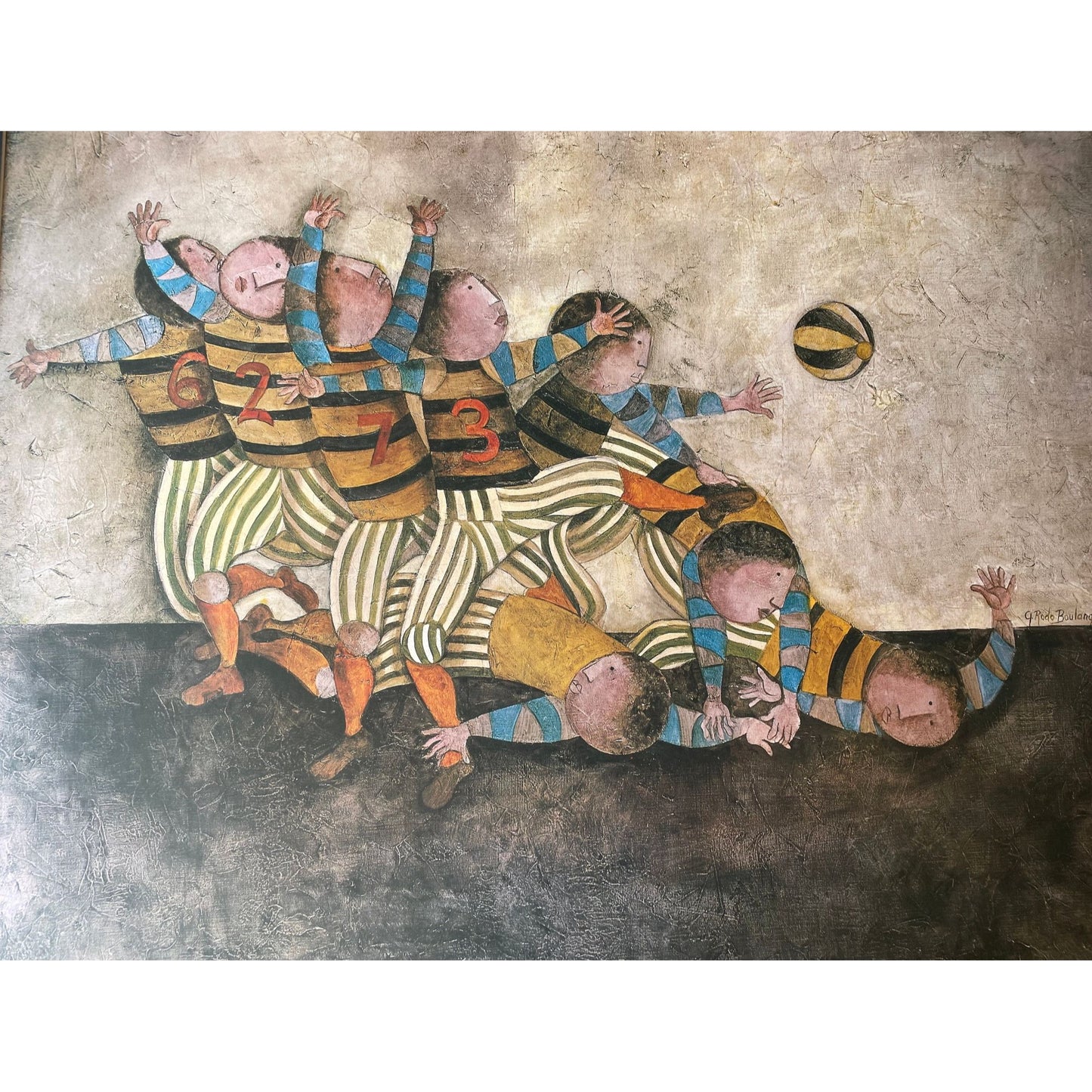 Graciela Rodo Boulanger poster titled "The Team" printed in France 1976 by Touchstone Publishers - matted, unframed