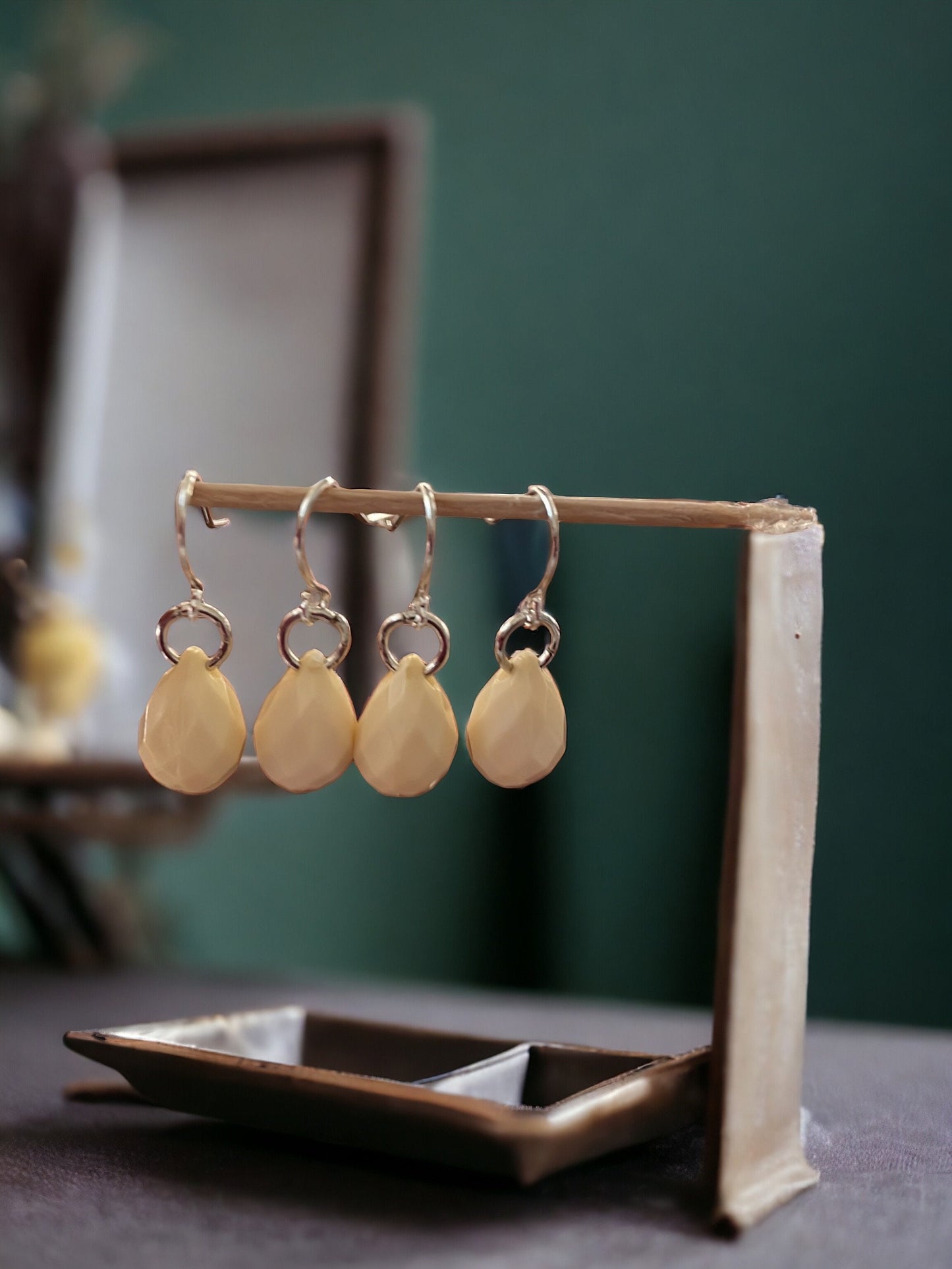 Small little "cream puff" simple easy to wear, go-with-everything dangle earrings