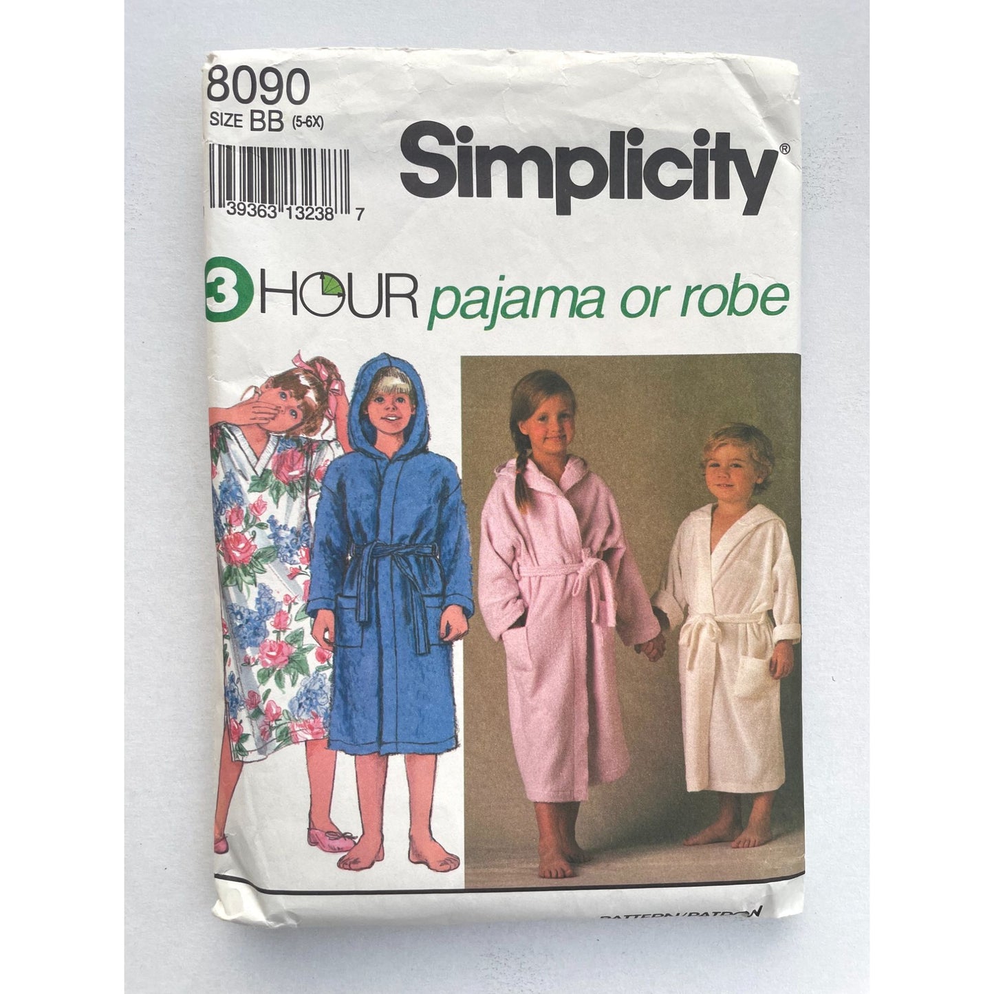 UNCUT Sewing Pattern - Vintage Simplicity 8090 Kids Sewing Pattern,Child's Pajamas, Night Shirt, and Robe,Vintage 1992, Childs' Size 5-6x