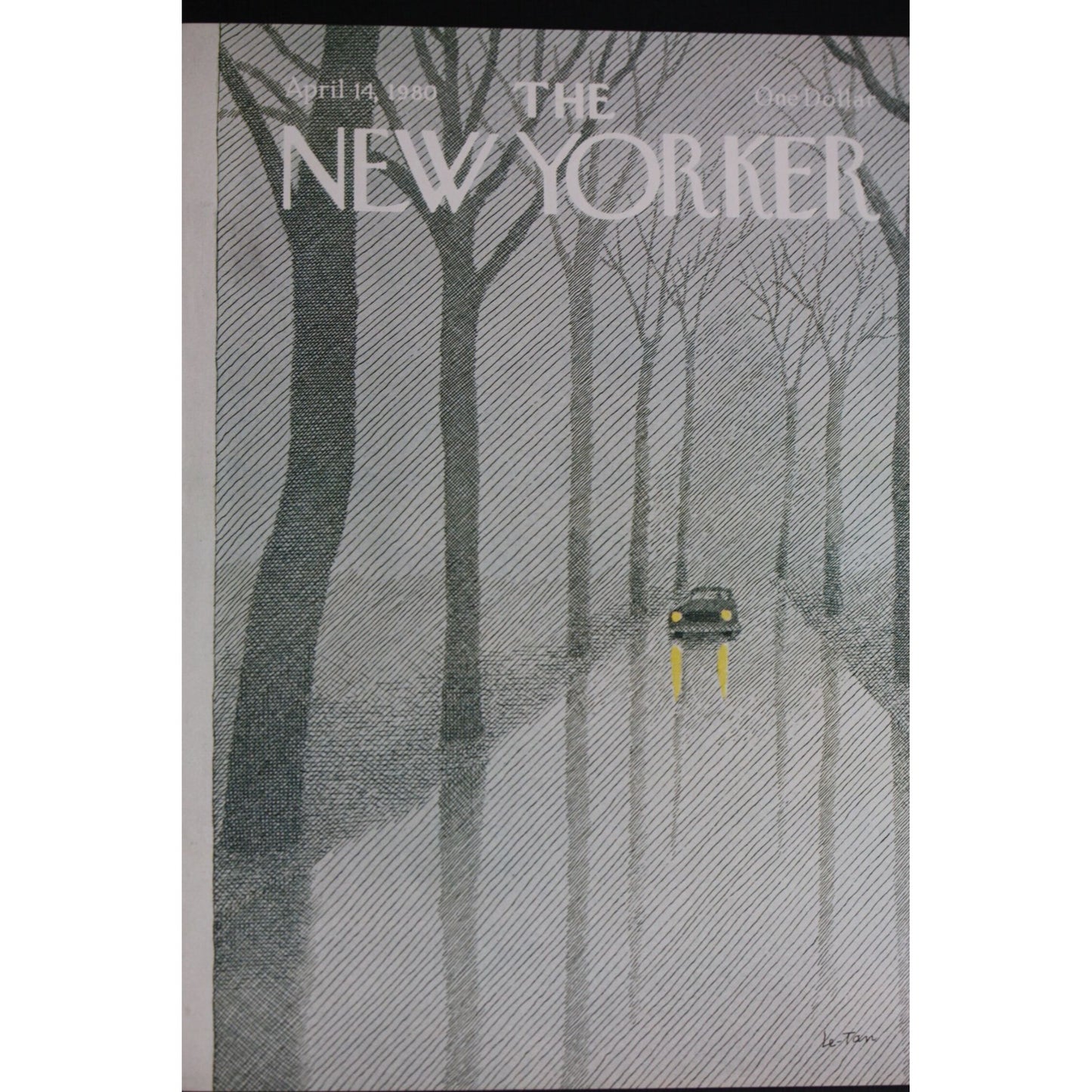 The NEW YORKER Magazine original cover - April 14, 1980 - driving in the rain