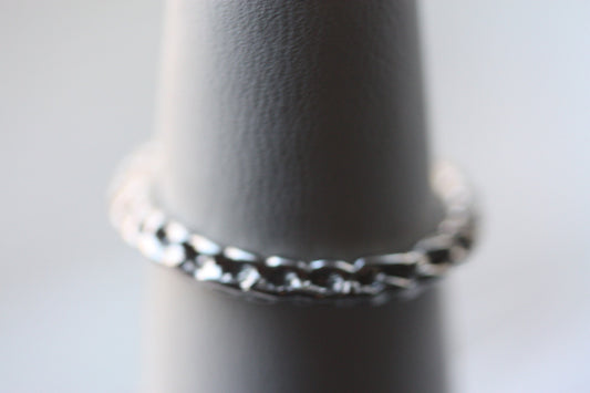 Stunning vintage costume ring - braided silvertone metal