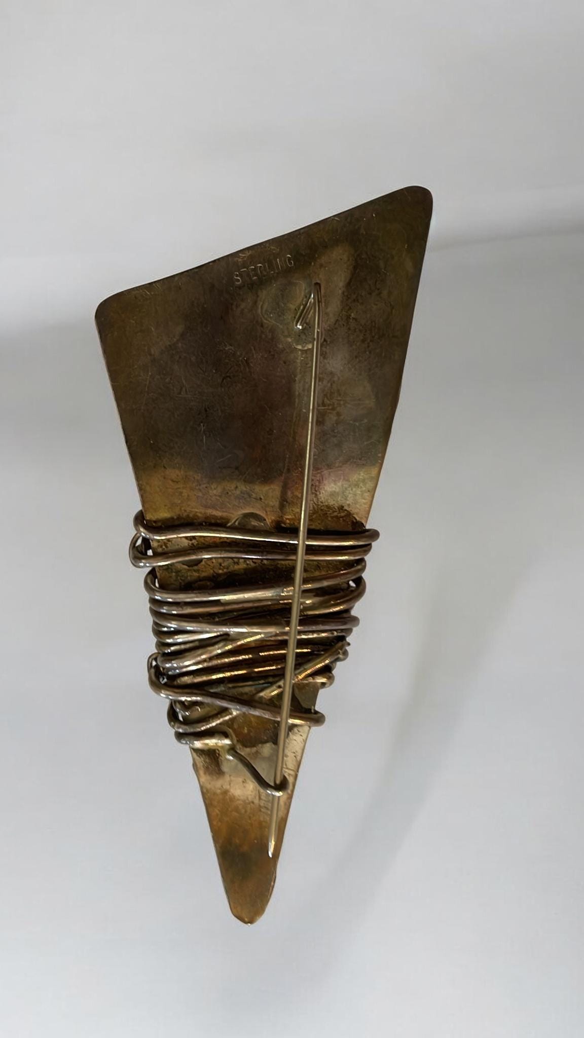 Vintage Artisan Sterling Silver Abstract Pin – Modernist Brutalist Studio Brooch, Handcrafted Statement Jewelry