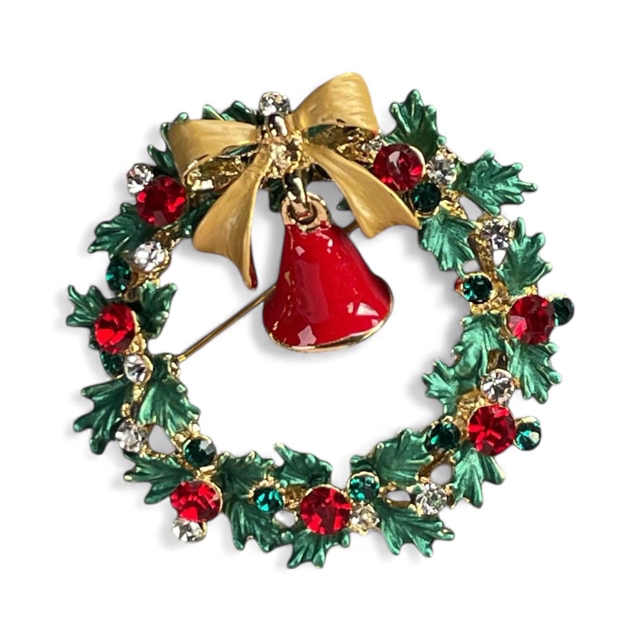 RARE Vintage Rucinni Christmas Tree Brooch Pin with Rhinestones & Enamel | Holiday Jewelry | Signed Rucinni Christmas Pin
