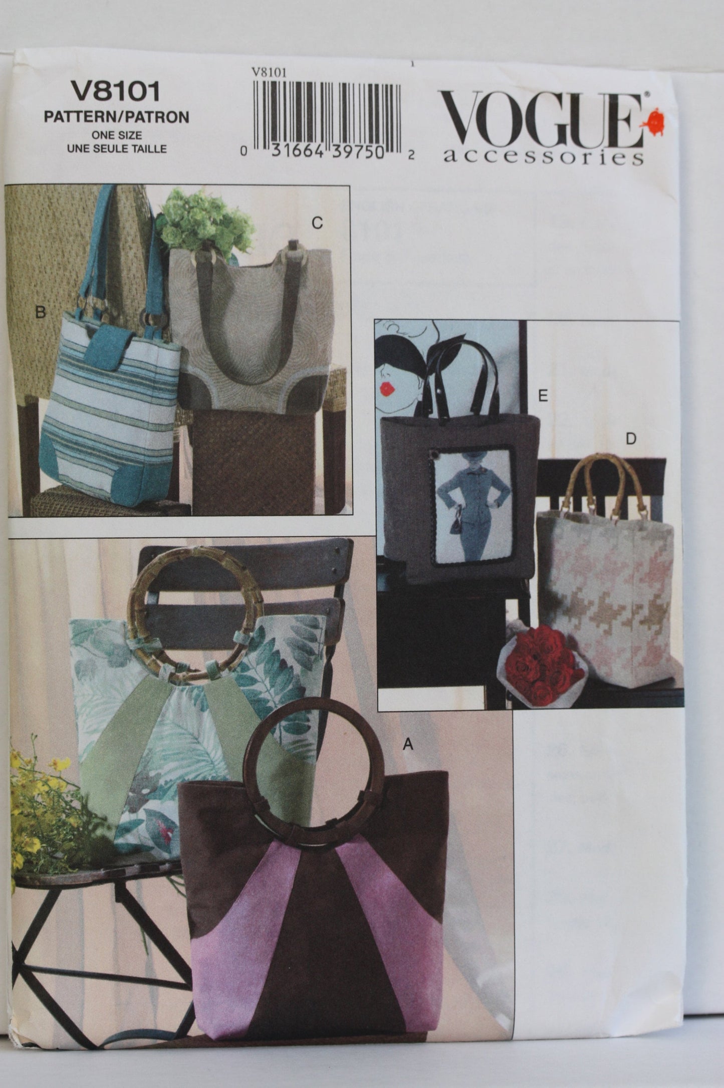 UNCUT Sewing Pattern - Sewing Pattern Vogue V8101 Totes Set, One Size