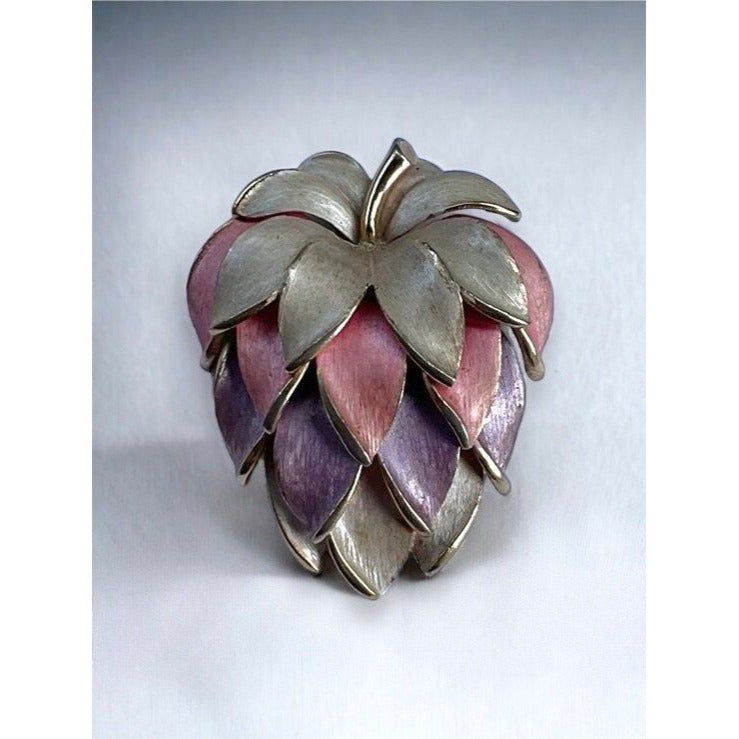 Pink and lilac vintage strawberry pin brooch