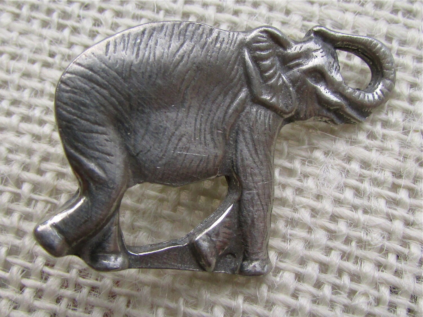 Vintage signed Canada pewter carved elephant lapel pin