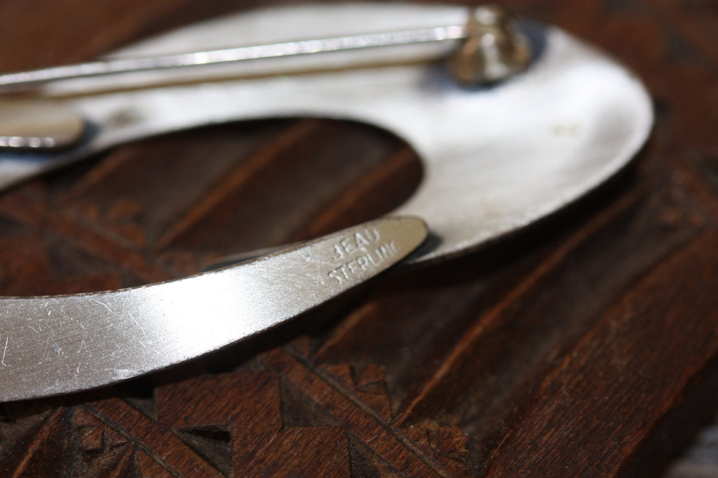 Signed Beau Sterling Silver unique vintage modern pin