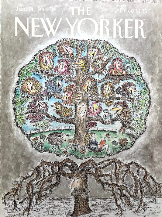 January 14, 1991 - The NEW YORKER Magazine original cover - Edward Koren - Family Tree