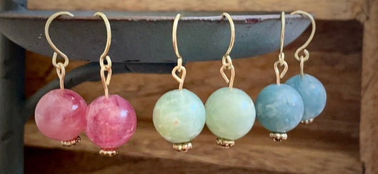 Your choice of pastel colored ball drop dangle earrings