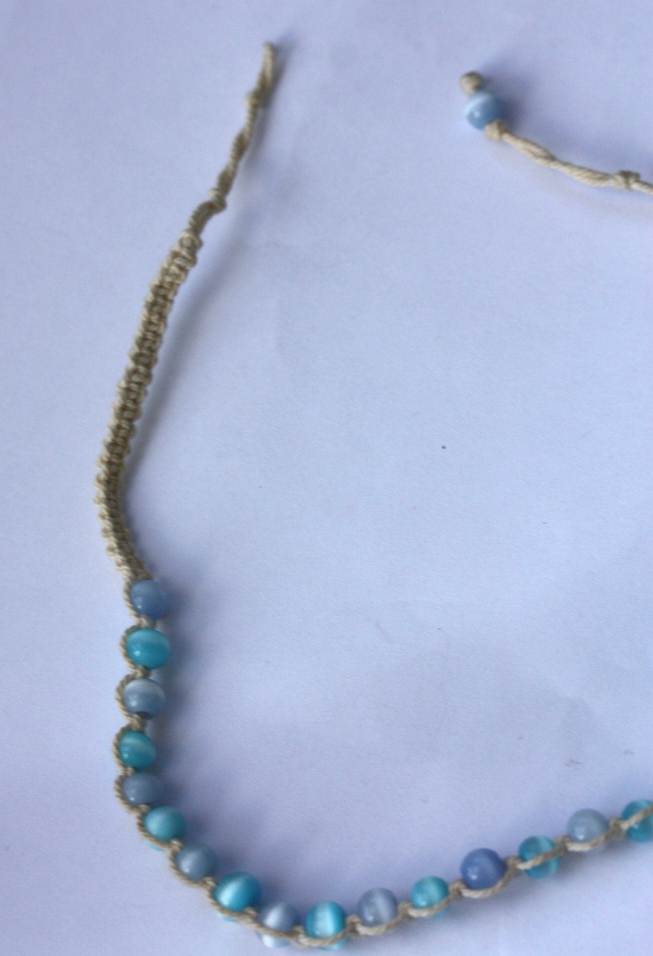 Shades of blue vintage macrame necklace