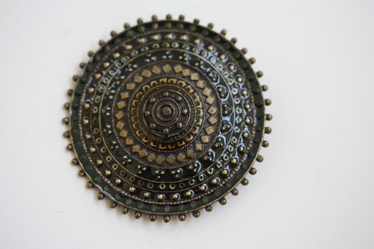 Multi textured unique round enamel pin 2"