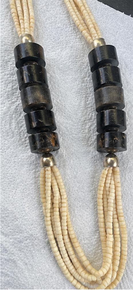 Vintage Bone & Horn Multi Strand Statement Necklace | Tribal-Inspired Natural Material Jewelry | Boho Artisan Necklace