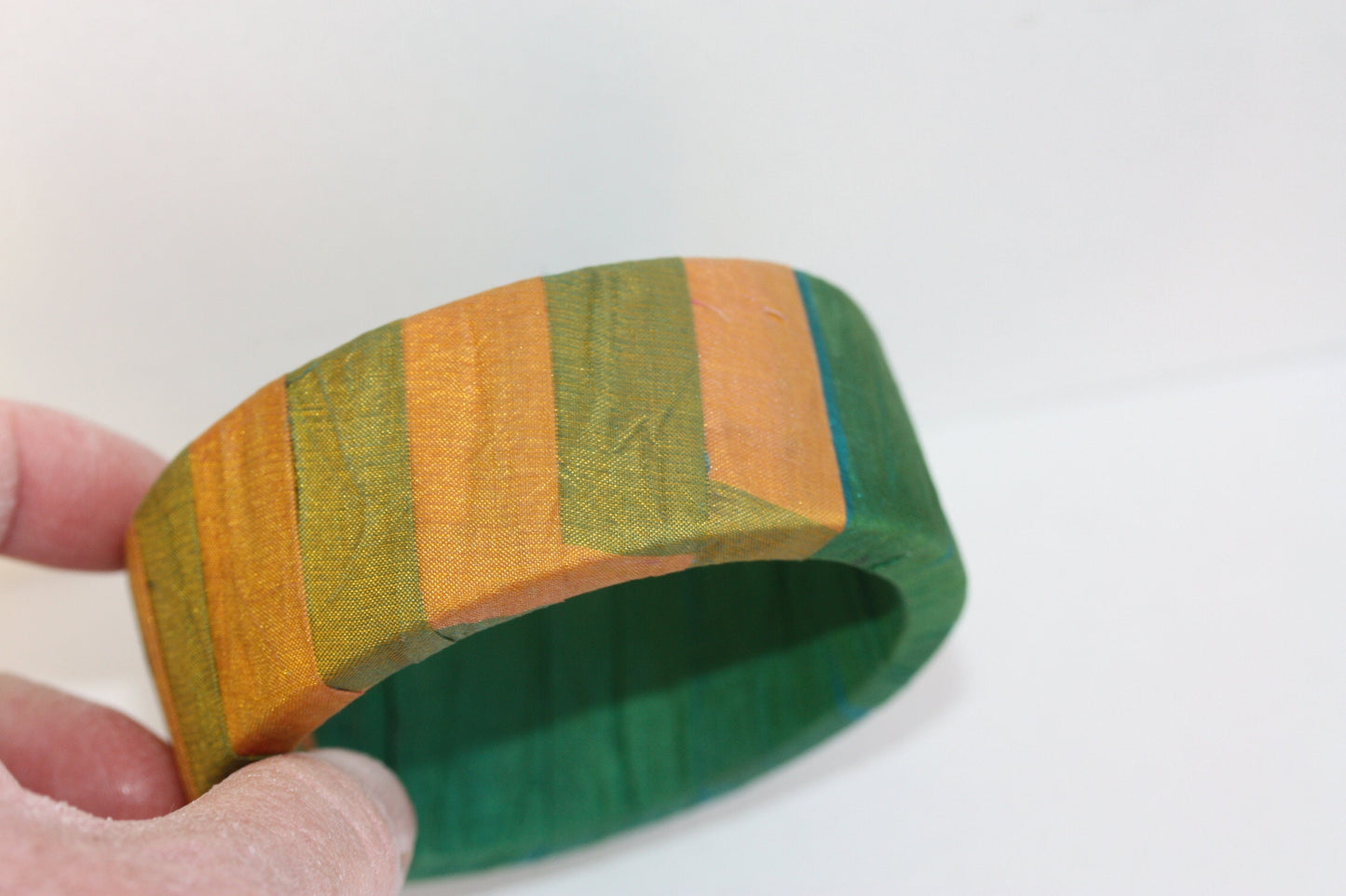 Stunning vintage fabric covered bangle bracelet