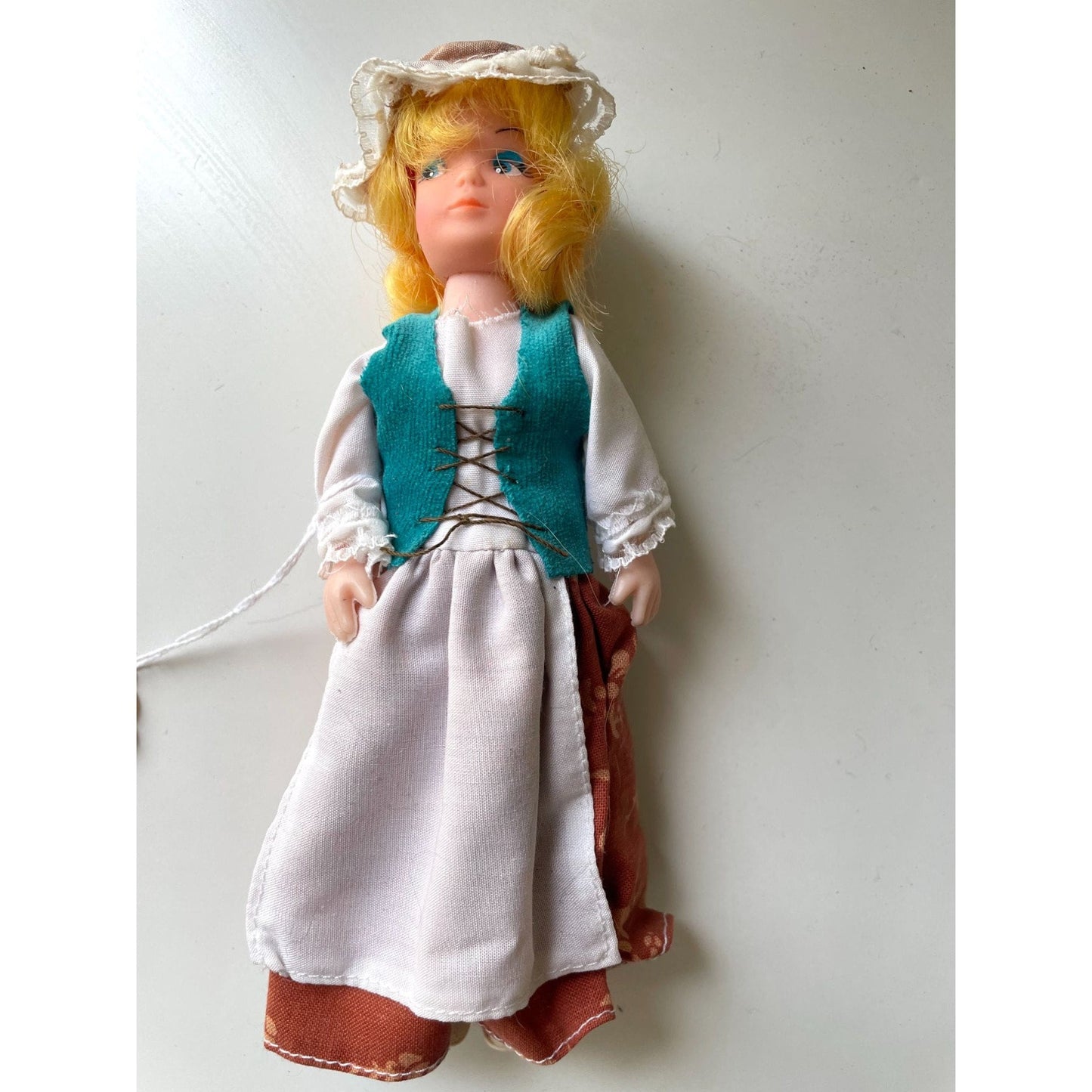 Vintage blonde hair collectible art doll figurine with hat - Made in Australia