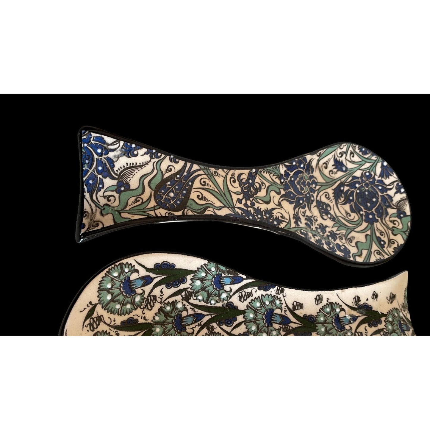 Stunning pair of spoon rests - Hand painted in Turkey - Nakkas Ceramics