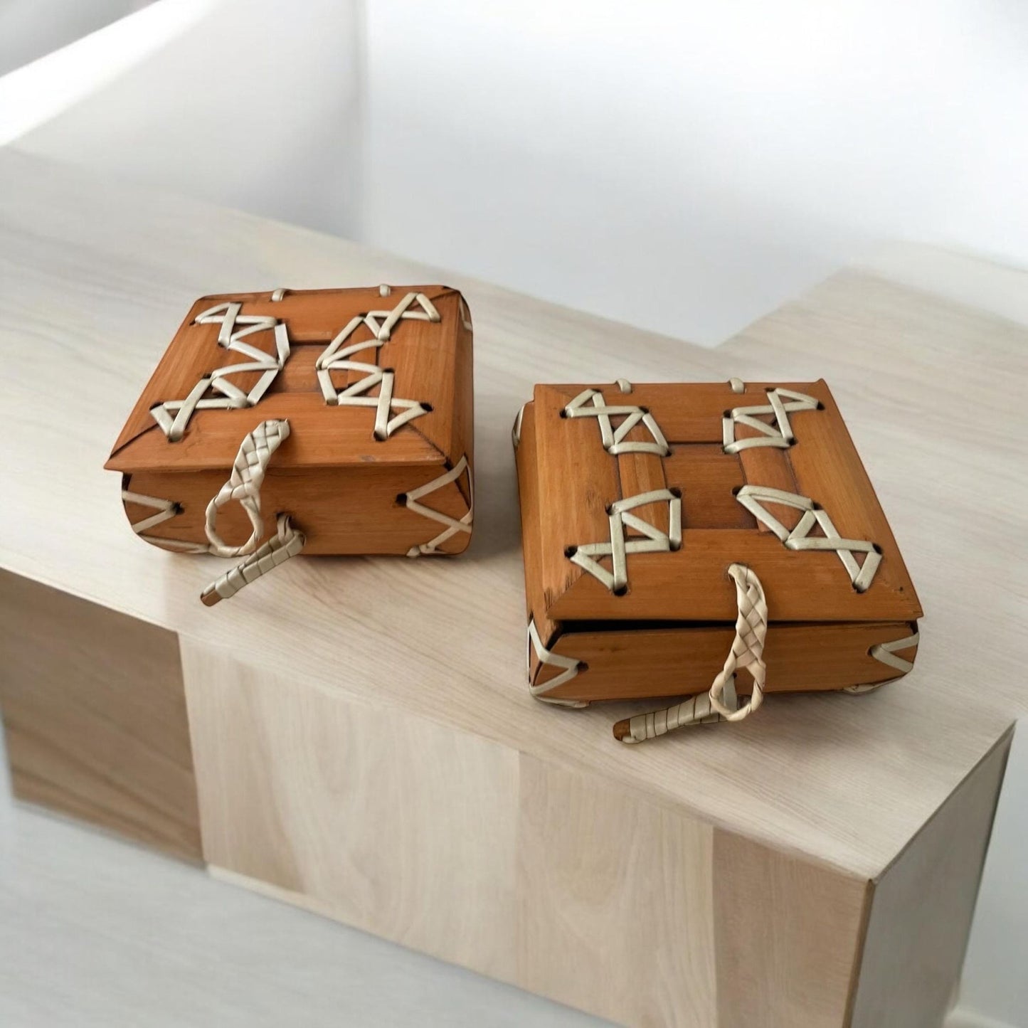 Set of 2 Numi mini bamboo decorative boxes