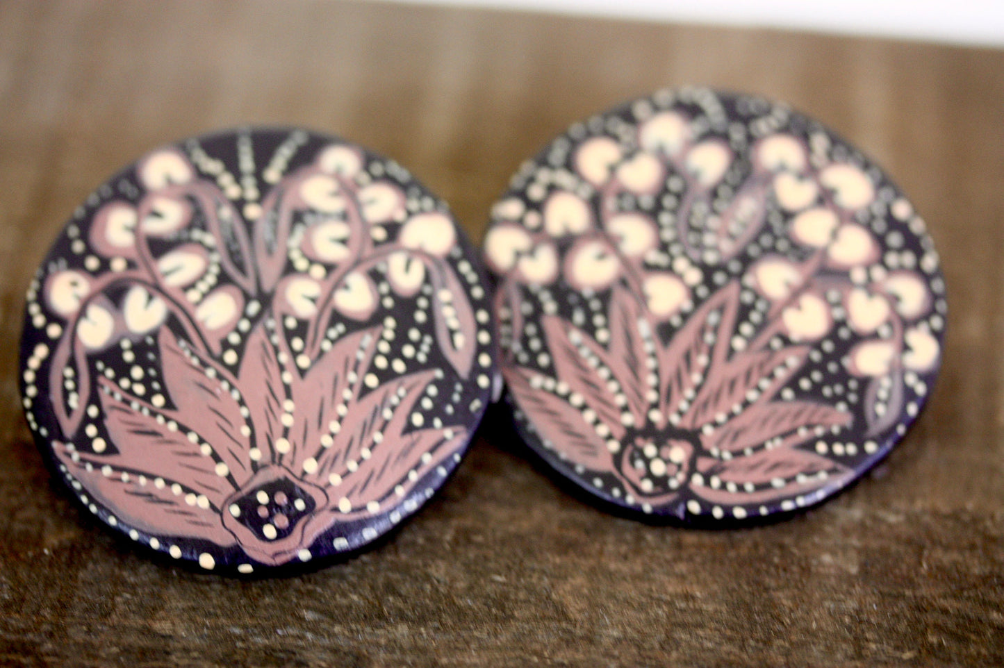 Possibly the prettiest handpainted earrings I've seen - artist unknown