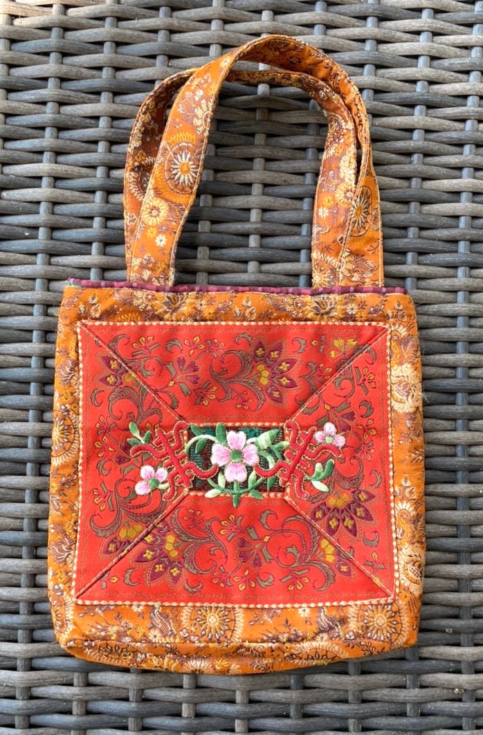 Embroidered Handbag - Petro Zillia Bag With Decorative Embroidery & Pocketed Lining